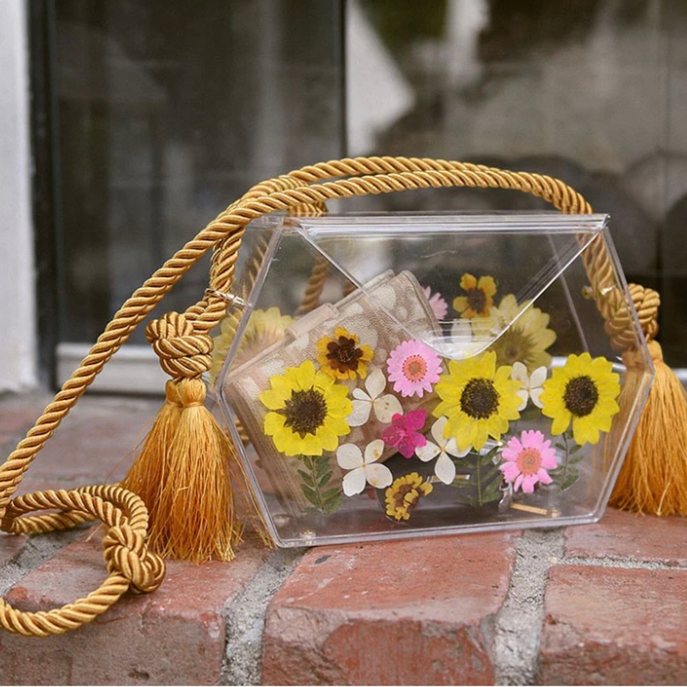 Brand new. Never worn Argi Daneli Flower Acrylic handbag